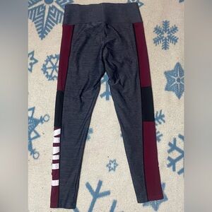 PINK Victoria's Secret Charcoal and Burgundy Leggings